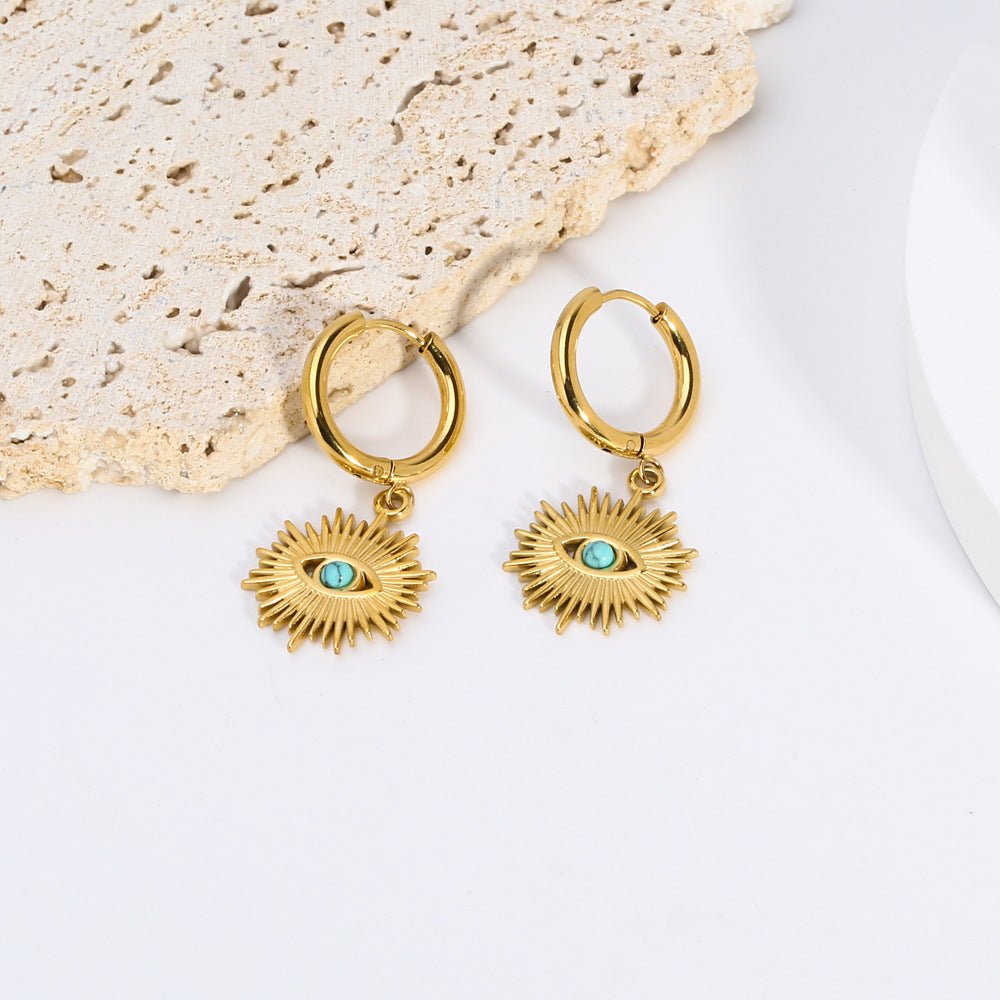 Evil Eye Gold Hoop Earrings