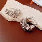 Exquisite Silver Spiral Triangle Earrings