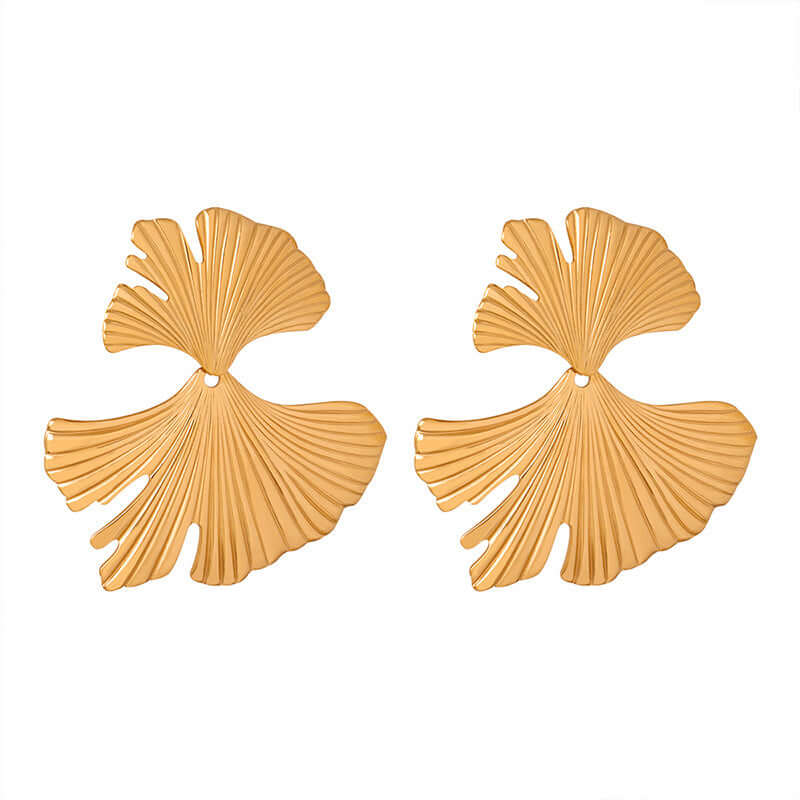 Ginkgo Leaf Vine Earrings Gold 