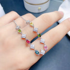 S925 Simple Natural Tourmaline Chain Bracelet | FME - B051