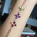 18K Garnet Bracelet, Peridot Amethyst Chain Bracelets, Wisdom Gift