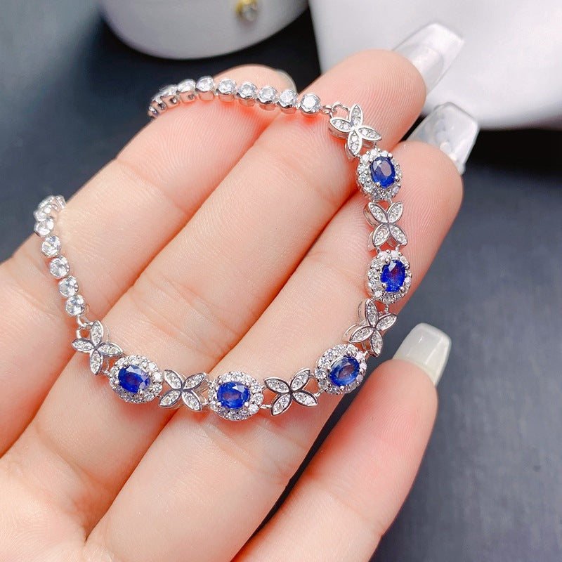 Sapphire Chain Bracelet, Sapphire Jewelry, Gemini Birthstone