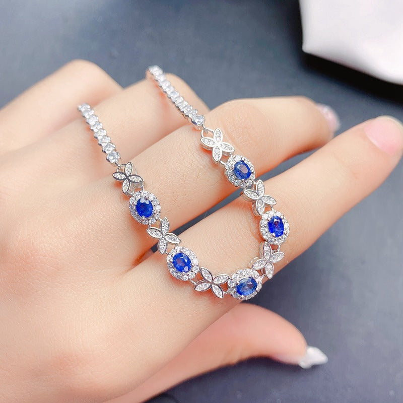 Sapphire Chain Bracelet, Sapphire Jewelry, Gemini Birthstone