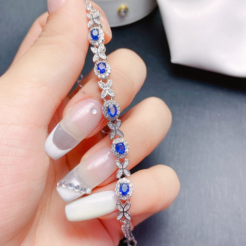 Sapphire Chain Bracelet, Sapphire Jewelry, Gemini Birthstone