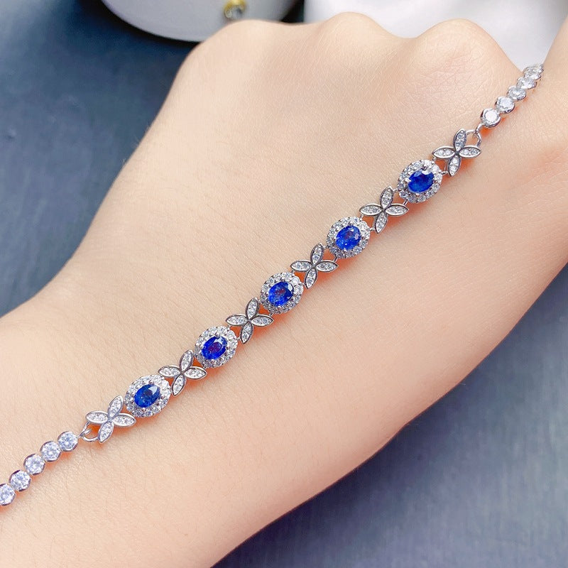 Sapphire Chain Bracelet, Sapphire Jewelry, Gemini Birthstone