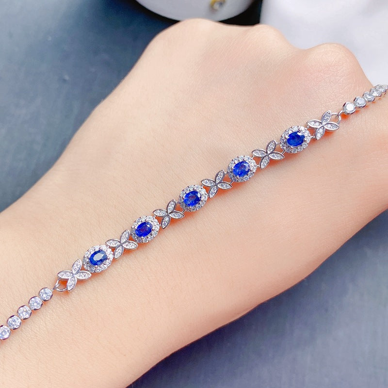 Sapphire Chain Bracelet, Sapphire Jewelry, Gemini Birthstone