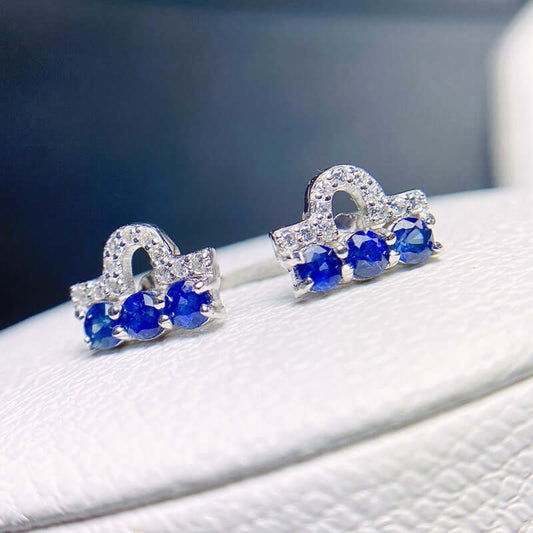 925 Sterling Silver Sapphire Stud Earrings, Sapphire Jewelry