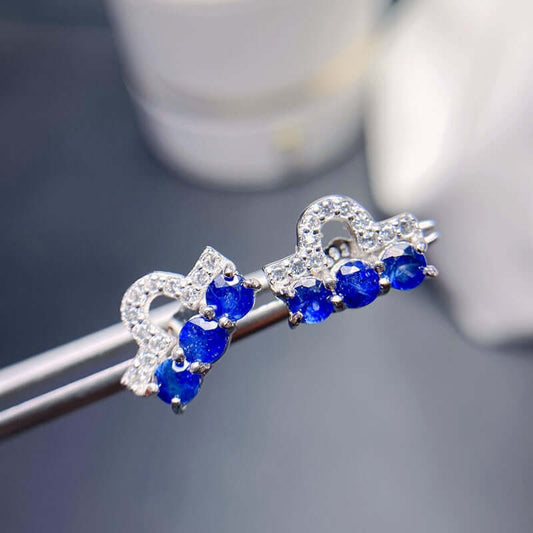 925 Sterling Silver Sapphire Stud Earrings, Sapphire Jewelry