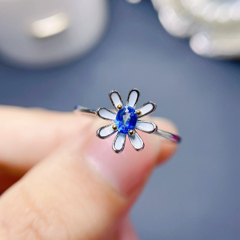 London Blue Topaz Flower Birthstone Ring