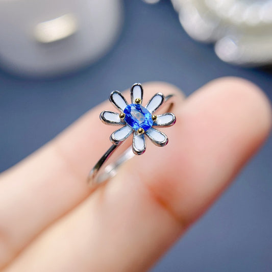 London Blue Topaz Flower Birthstone Ring