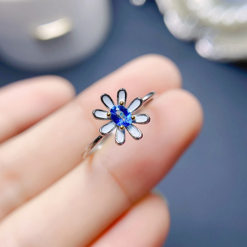 London Blue Topaz Flower Birthstone Ring