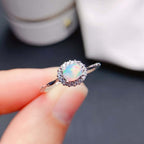 18K Gold Opal Ring, Opal Halo Ring, Opal Jewelry