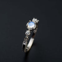 18K Gold Sterling Silver Moonstone Gemstone Ring