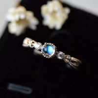 18K Gold Sterling Silver Moonstone Gemstone Ring