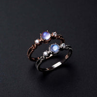 18K Gold Sterling Silver Moonstone Gemstone Ring