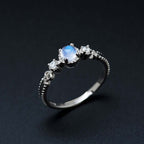 18K Gold Sterling Silver Moonstone Gemstone Ring
