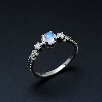 18K Gold Sterling Silver Moonstone Gemstone Ring
