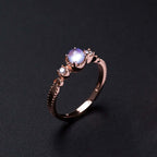 18K Gold Sterling Silver Moonstone Gemstone Ring