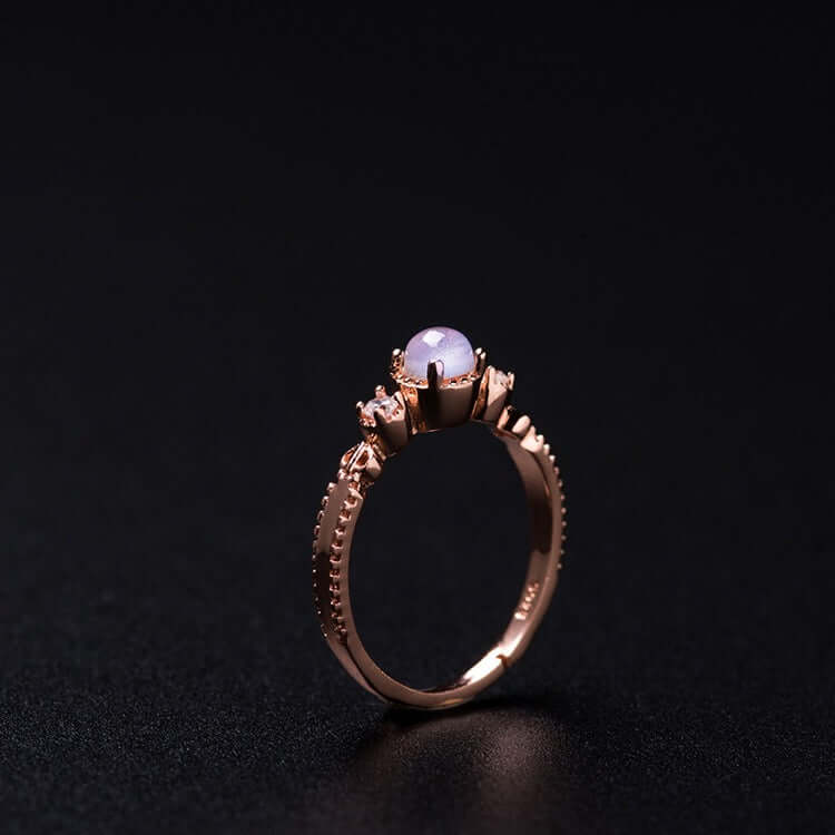 18K Gold Sterling Silver Moonstone Gemstone Ring