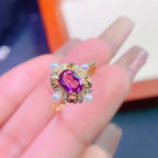 Baroque Rhodolite Ring, Pearl Prom Ring, June Birthstone Rings