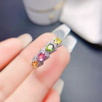 Sterling Silver Tourmaline Ring, Tourmaline Jewelry, Multistone Rings