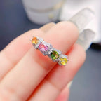 Sterling Silver Tourmaline Ring, Tourmaline Jewelry, Multistone Rings