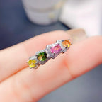 Sterling Silver Tourmaline Ring, Tourmaline Jewelry, Multistone Rings