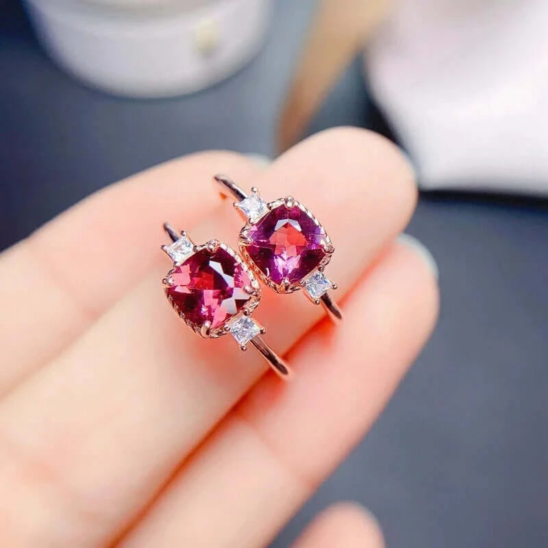 18K Gold Rhodolite Garnet Ring, June Birthstone Ring | FME - R352