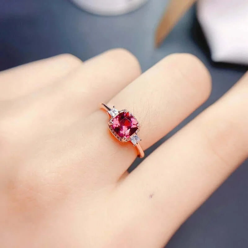18K Gold Rhodolite Garnet Ring, June Birthstone Ring | FME - R352