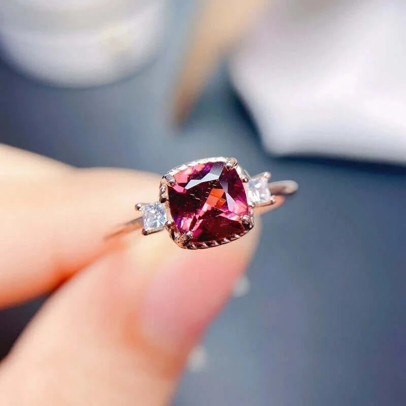 18K Gold Rhodolite Garnet Ring, June Birthstone Ring | FME - R352