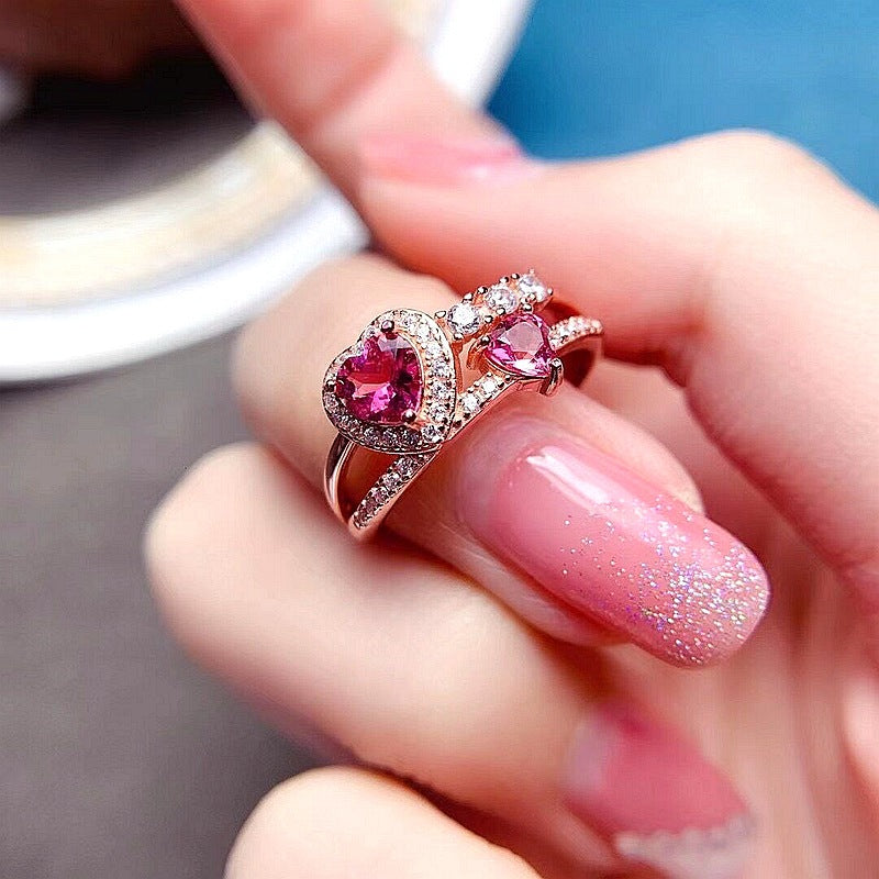 Pink Topaz Heart Ring, Sagittarius Jewelry