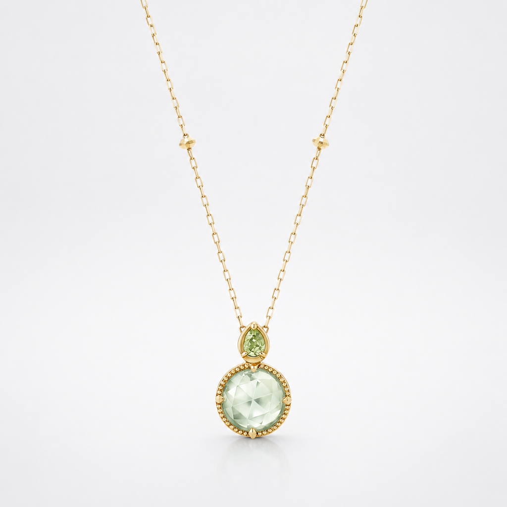 Faceted Peridot Green Amethyst Necklace