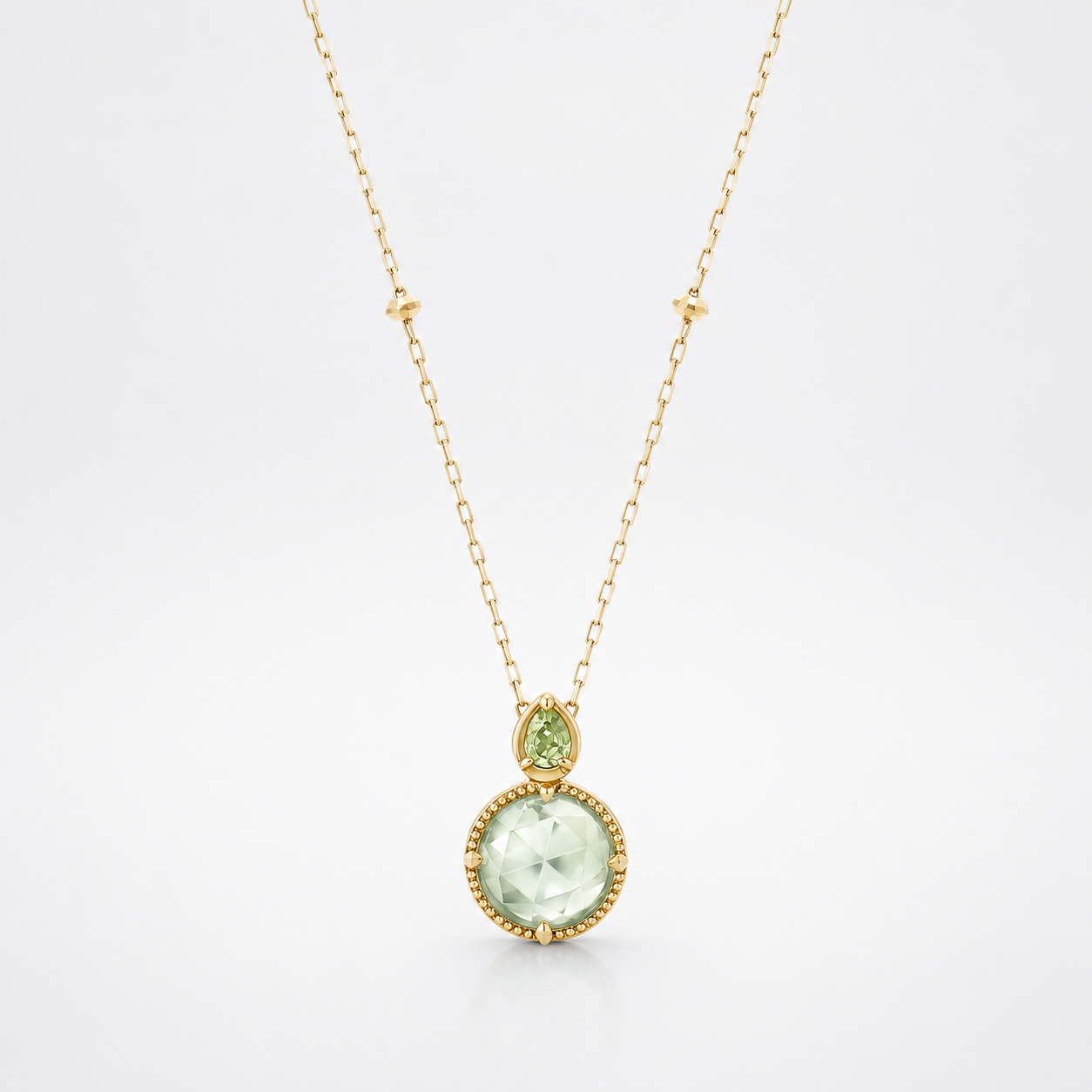 Faceted Peridot Green Amethyst Necklace