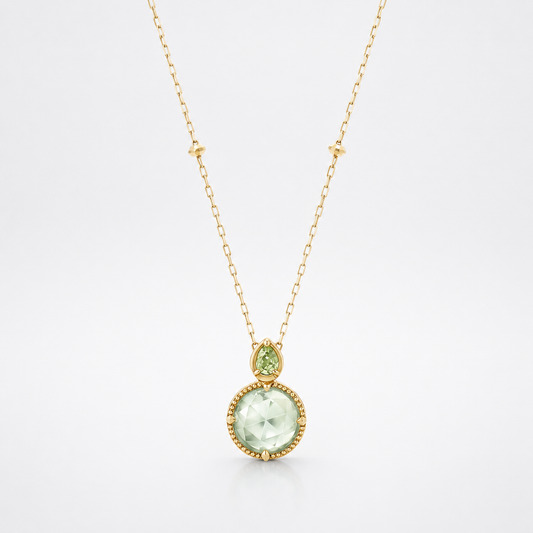 Faceted Peridot Green Amethyst Necklace