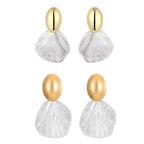 Fan Shaped Shell Drop Earrings 
