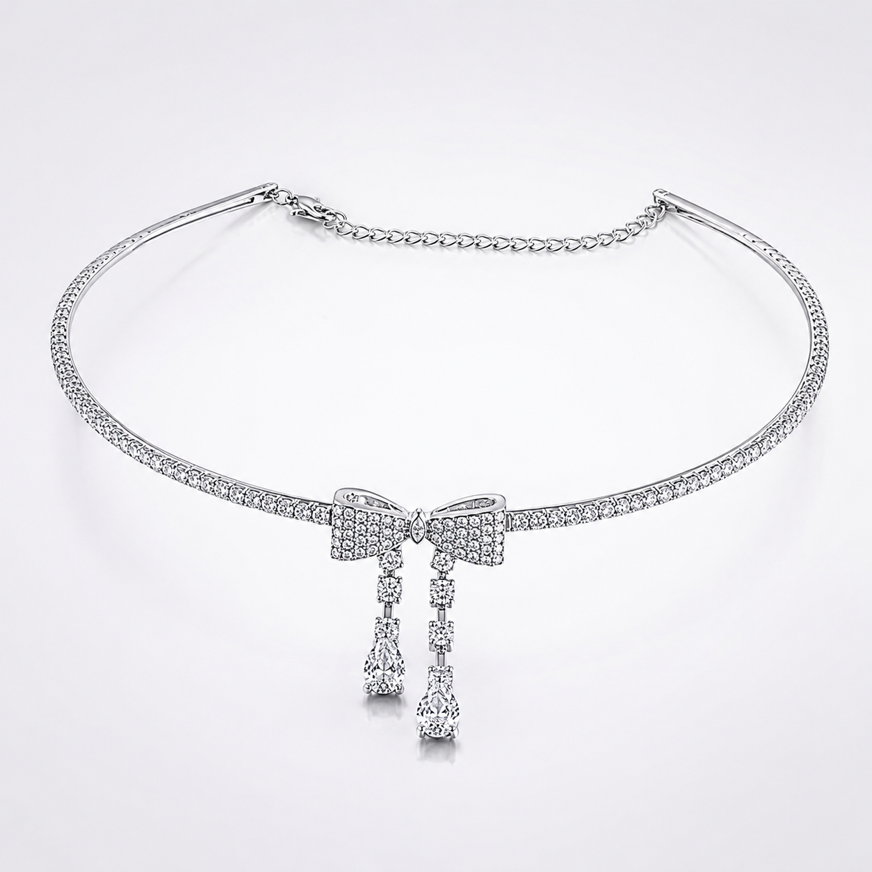 Feminine Ribbon Bowknot Tassel Choker Necklace