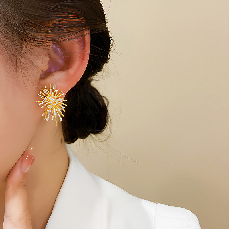 Fireworks Gold Diamond Earrings