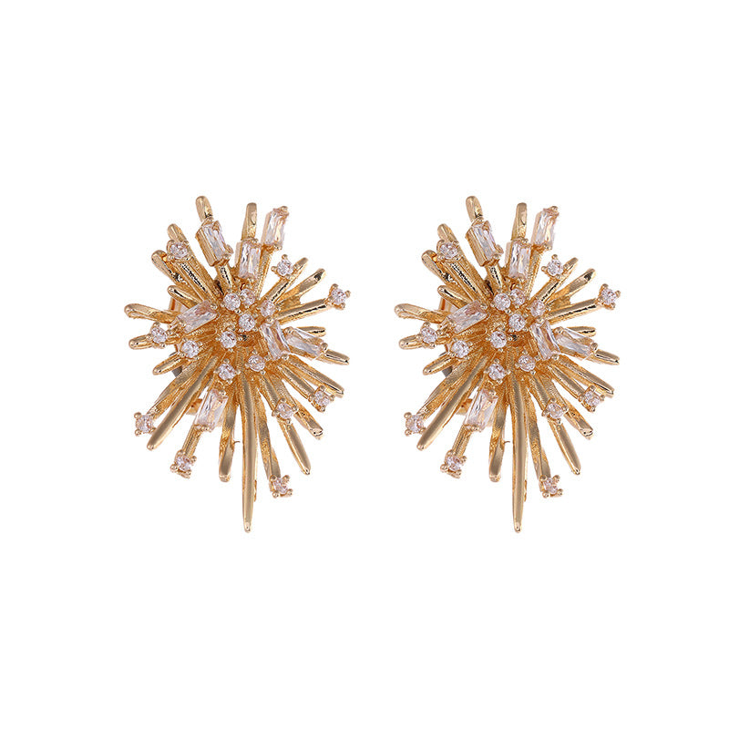 Fireworks Star Burst Diamond Stud Earrings 