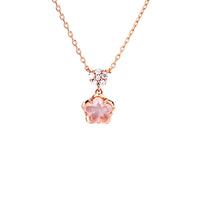 Cherry Blossom Rose Pink Gem Necklace