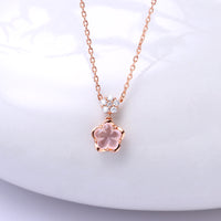 Cherry Blossom Rose Pink Gem Necklace