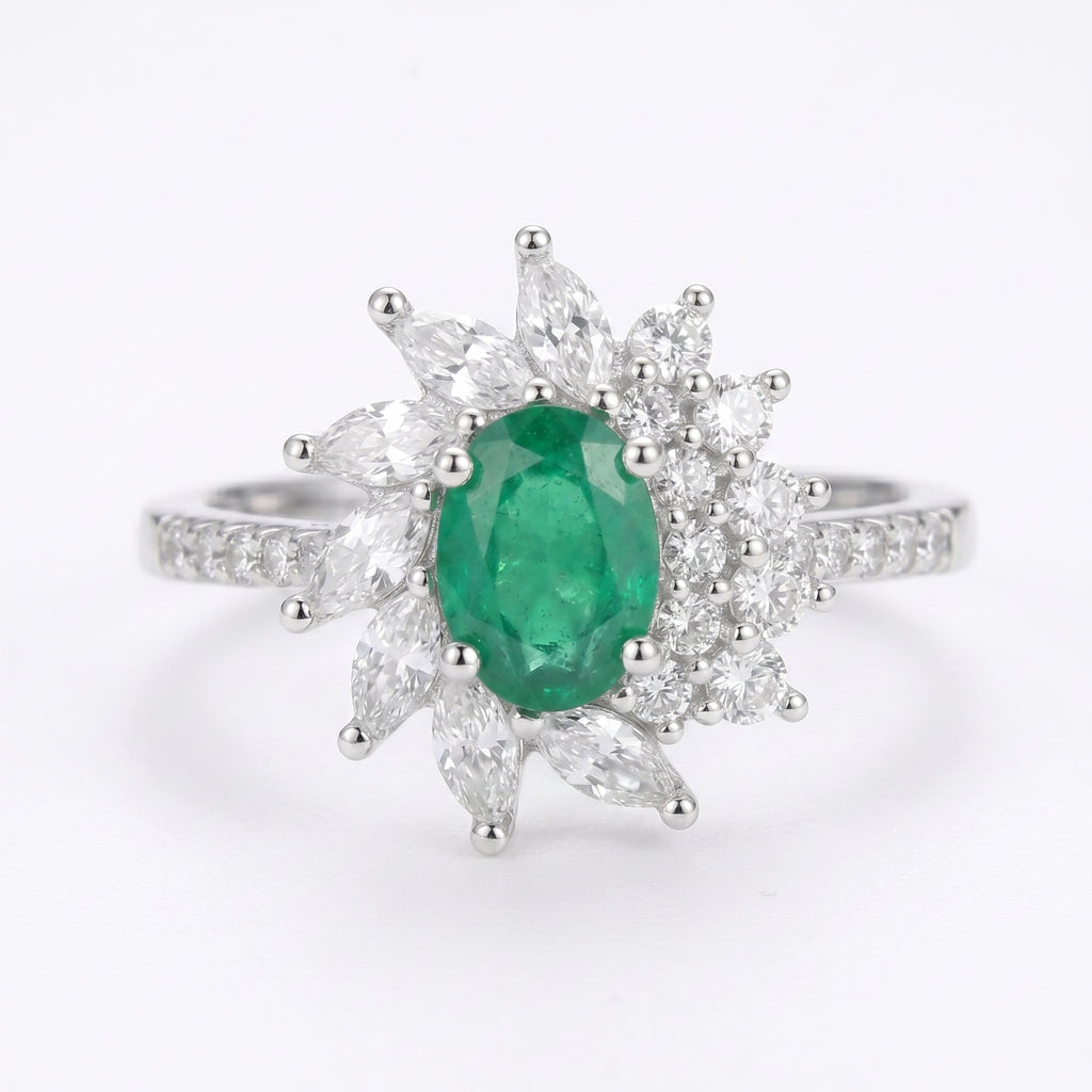 Sun Burst Emerald Ring