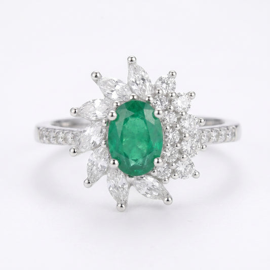 Sun Burst Emerald Ring