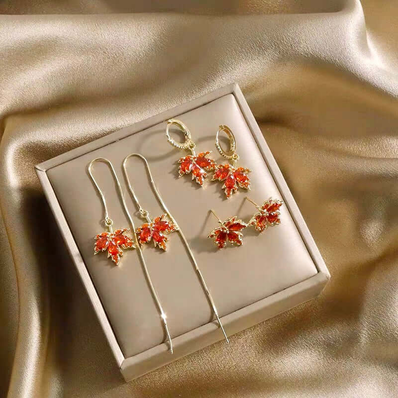 14K Gold Plated Maple Leaf Earrings Collection | GS040