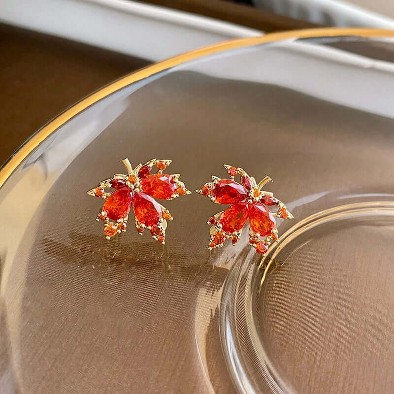 14K Gold Plated Maple Leaf Earrings Collection | GS040