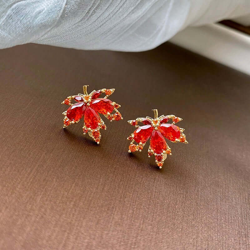 14K Gold Plated Maple Leaf Earrings Collection | GS040