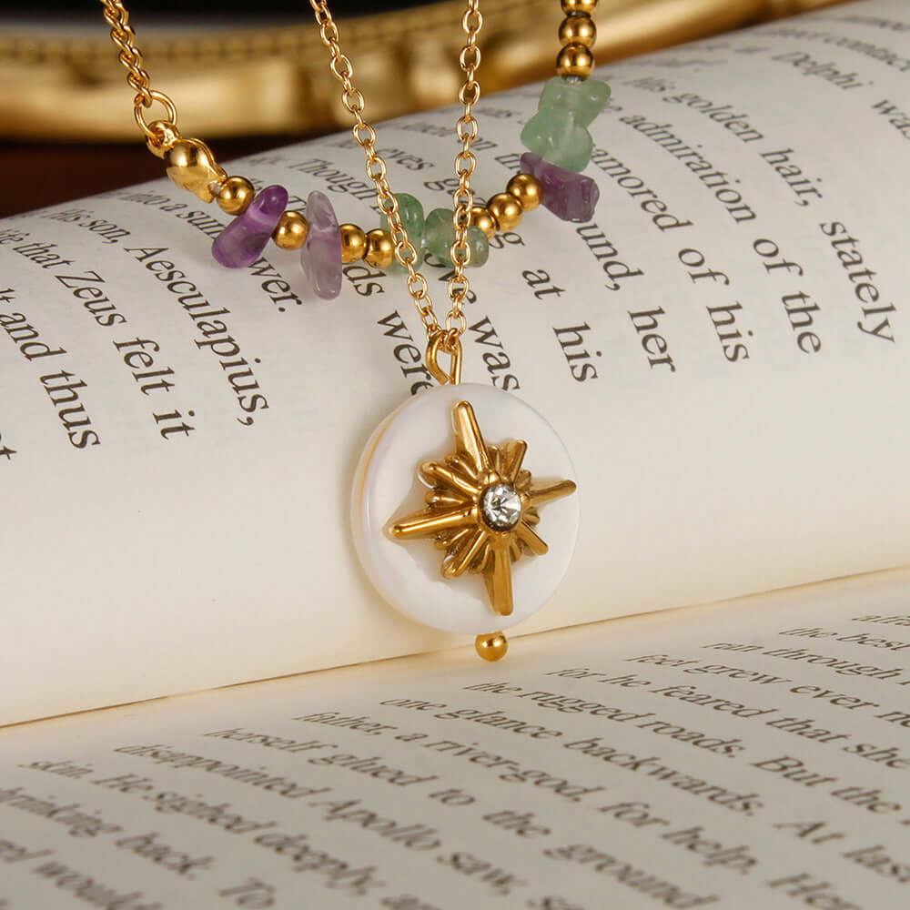 Layering Stone & Star Pendant Chain Necklace