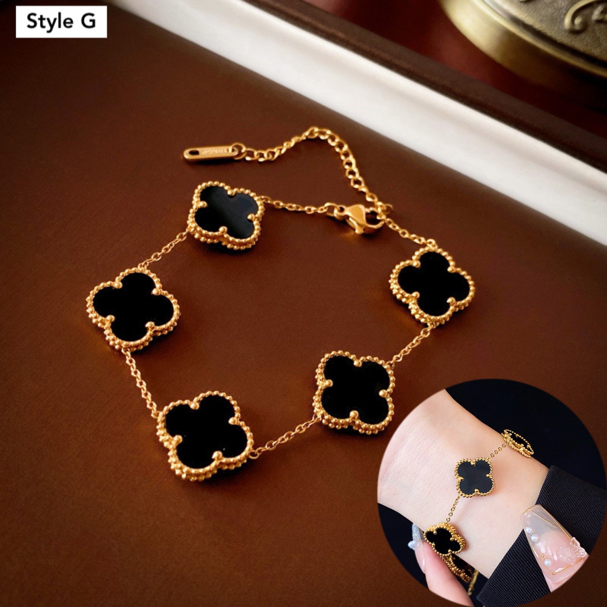 14K Gold Plated Four Leaf Clover Bracelet