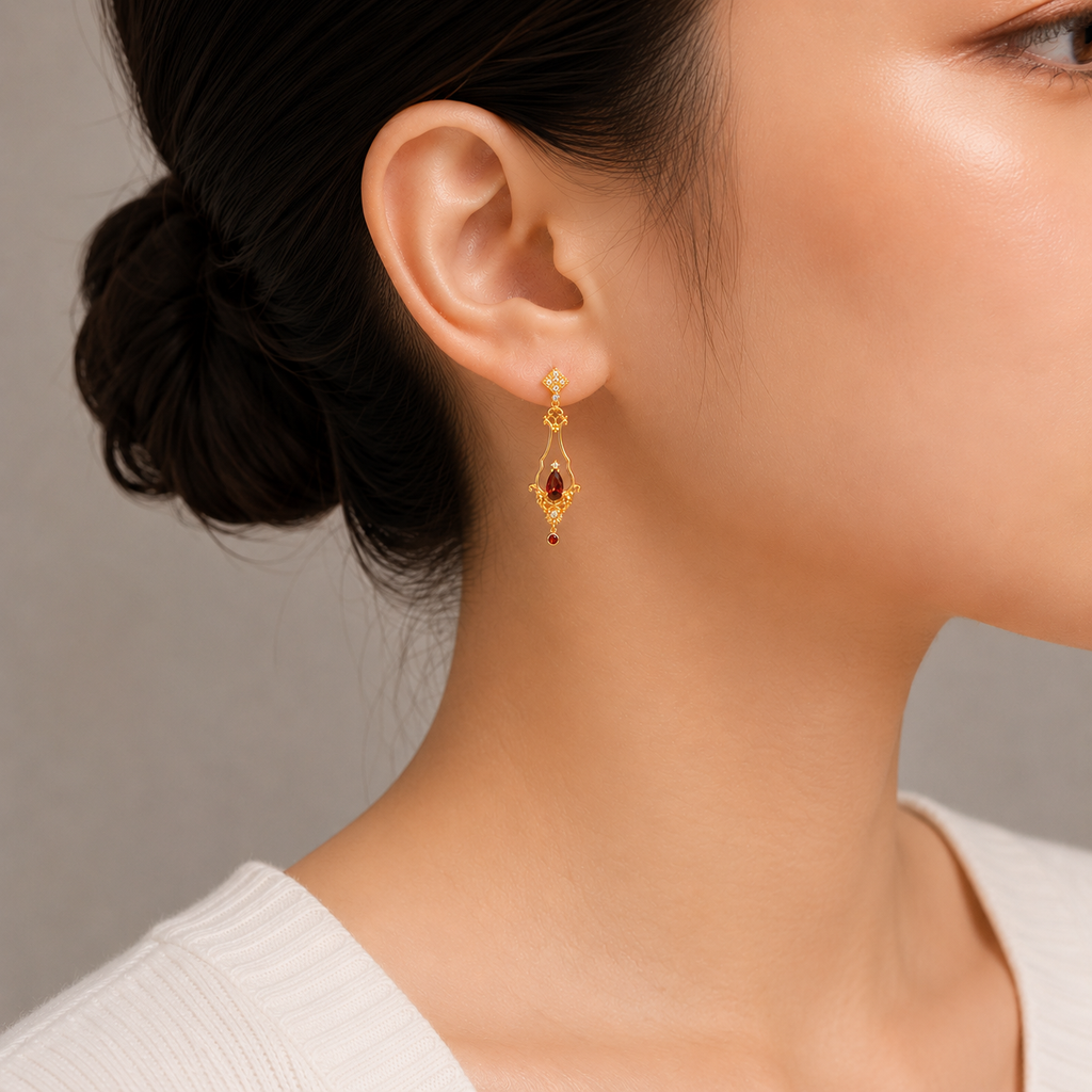 Baroque Natural Garnet Drop Earrings 
