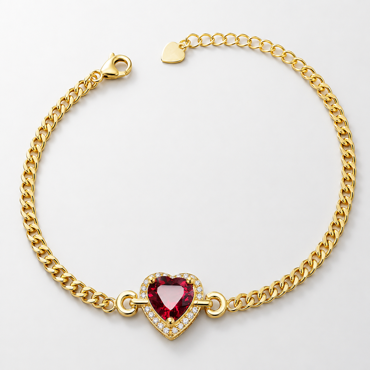 Garnet Heart Gemstone Bracelet 