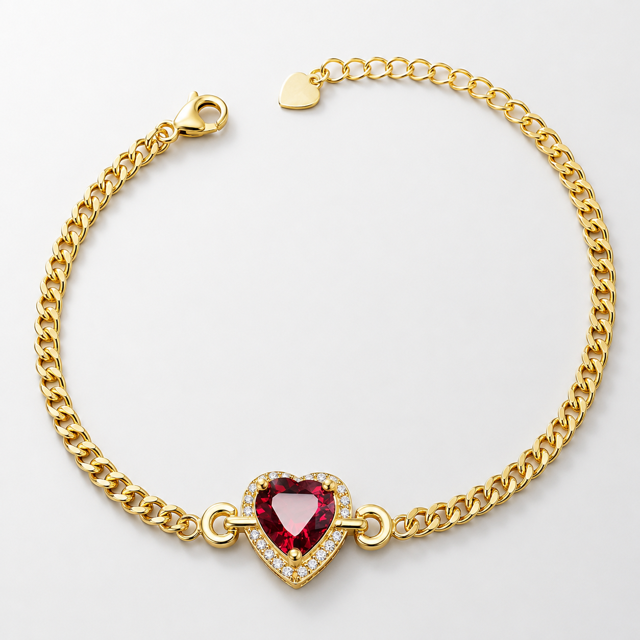 Garnet Heart Gemstone Bracelet 